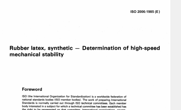DIN ISO 2006 pdf download - Rubber latex, synthetic - Determination of high-speed mechanical stability